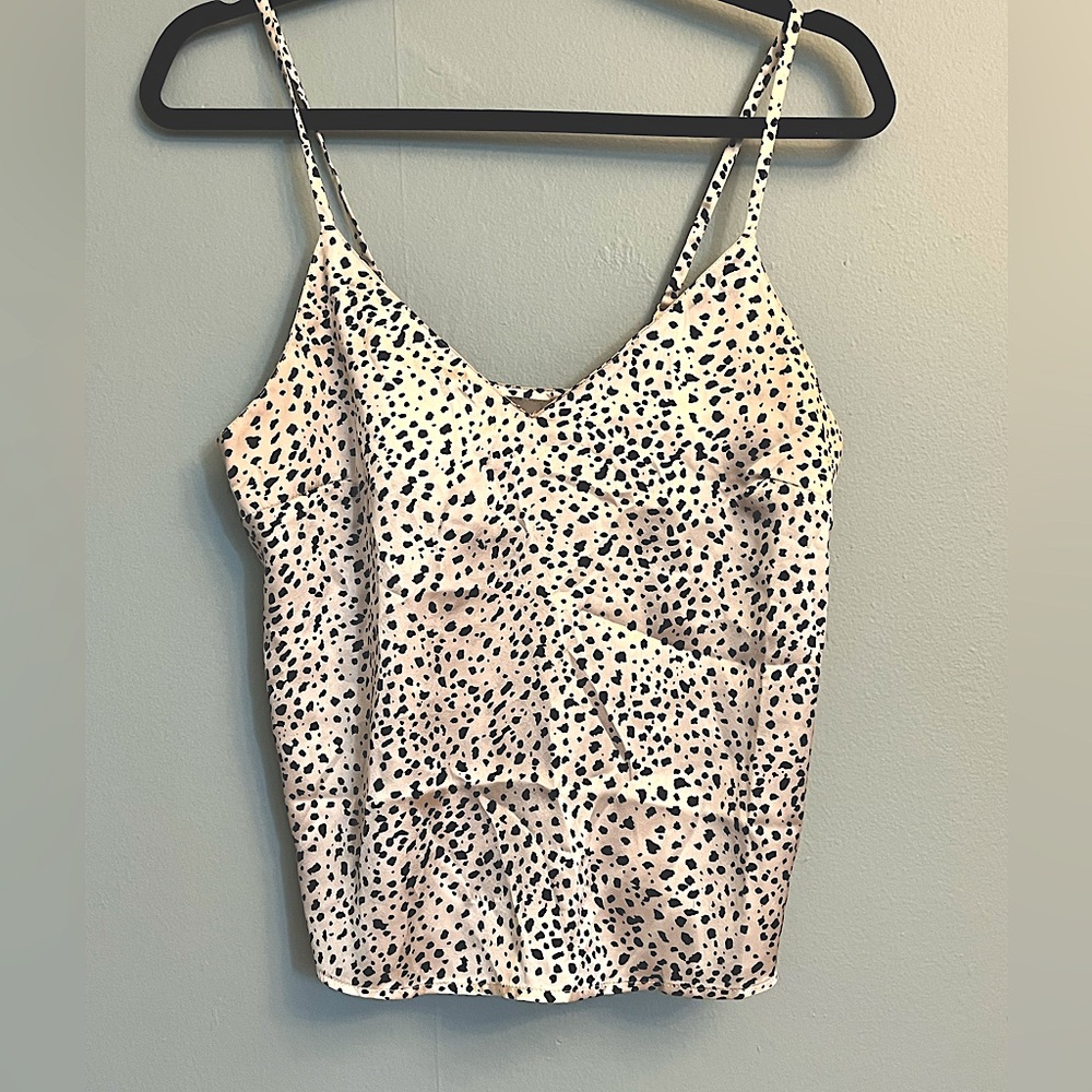 ASOS Dalmatian Print Champagne and Black Satin tank Top